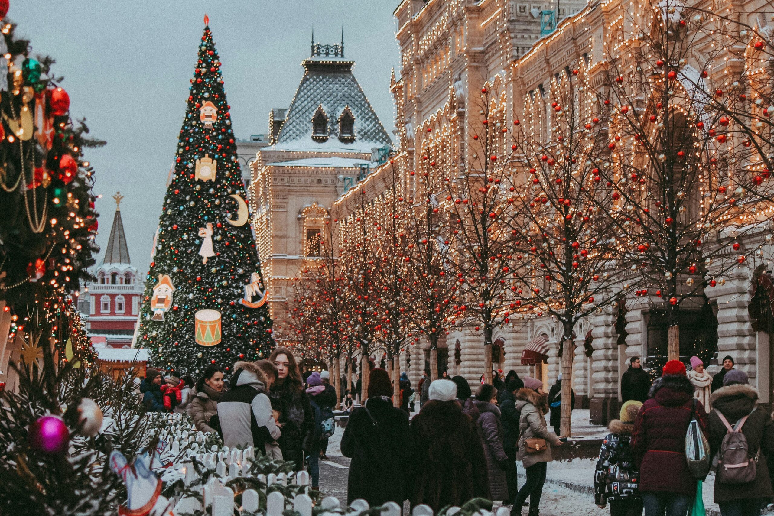 Christmas tree in European town