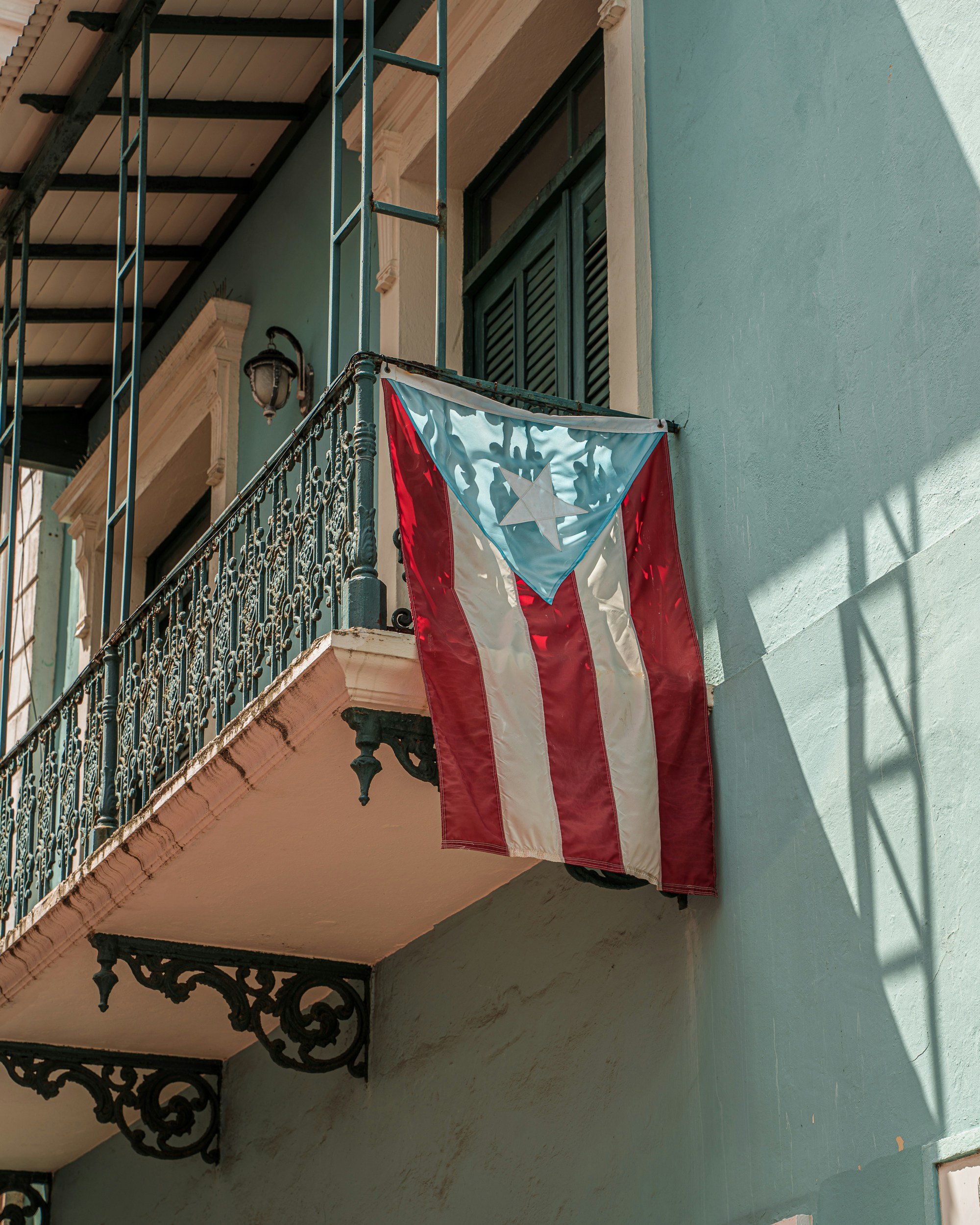 Puerto Rican flag on a balcony